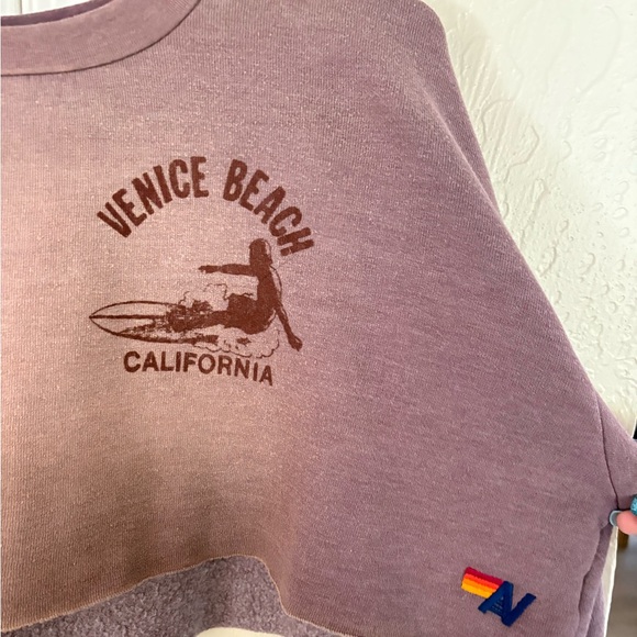 Aviator Nation Purple Cropped Sweatshirt